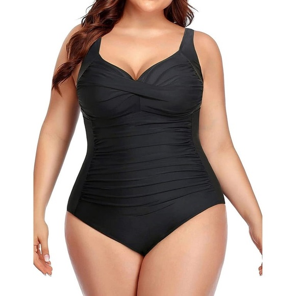 Zenbriele Plus Size Ruched One Piece Swimsuits Tummy Control Bathing Suit - Picture 1 of 7